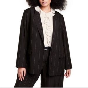 Nili Lotan x Target Women's Pinstripe Classic Blazer - Anthracite Black 1X